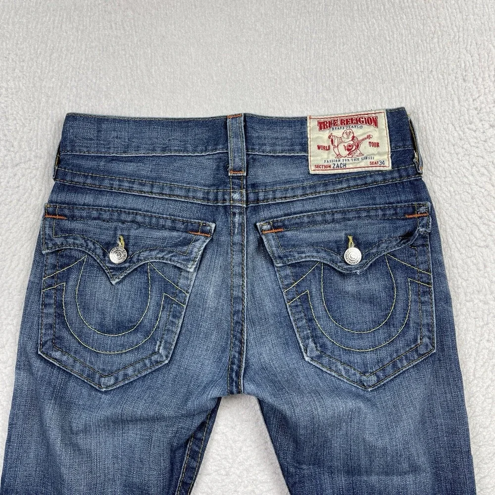 True Religion Jeans Mens 31x26‎ Blue Denim Zach Button Fly Vintage Y2K Pants